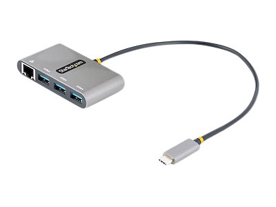 StarTech.com 3-Port USB-C Hub with Ethernet, 3x USB-A Ports, Gigabit Ethernet, USB 3.0 5Gbps, Bus-Powered, USB Type-C Hub w/ GbE