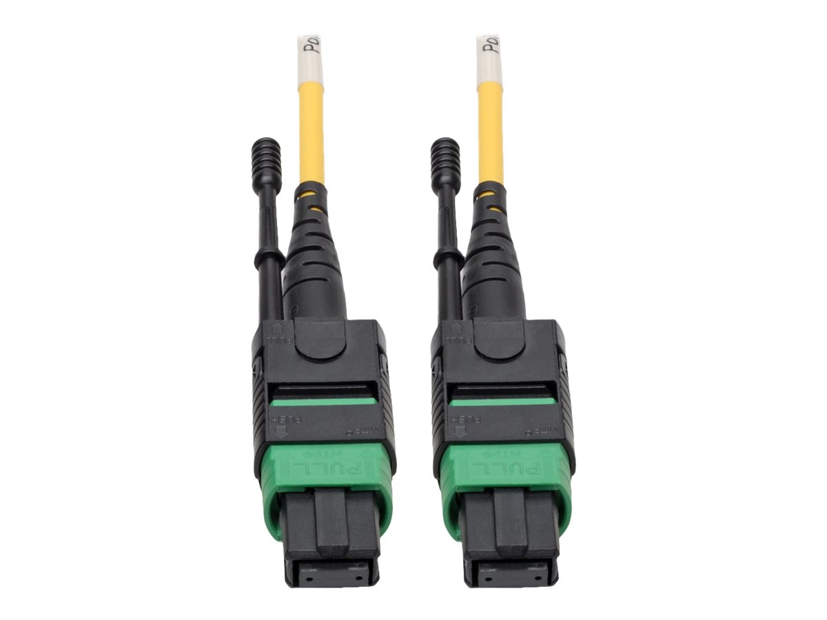 Eaton Tripp Lite Series MTP/MPO (APC) to 4xLC (UPC) Singlemode Breakout Patch Cable, 40/100 GbE, QSFP+ 40GBASE-PLR4, Plenum, Yel