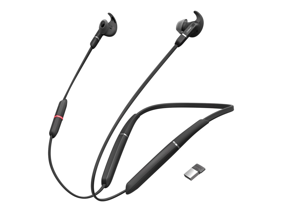 Jabra Evolve 65e MS - Ohrhrer mit Mikrofon - im Ohr - hinter dem Nacken angebracht - Bluetooth - kabellos