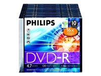 Philips DM4S6S10F - 10 x DVD-R - 4.7 GB (120 Min.) 16x - Slim Jewel Case