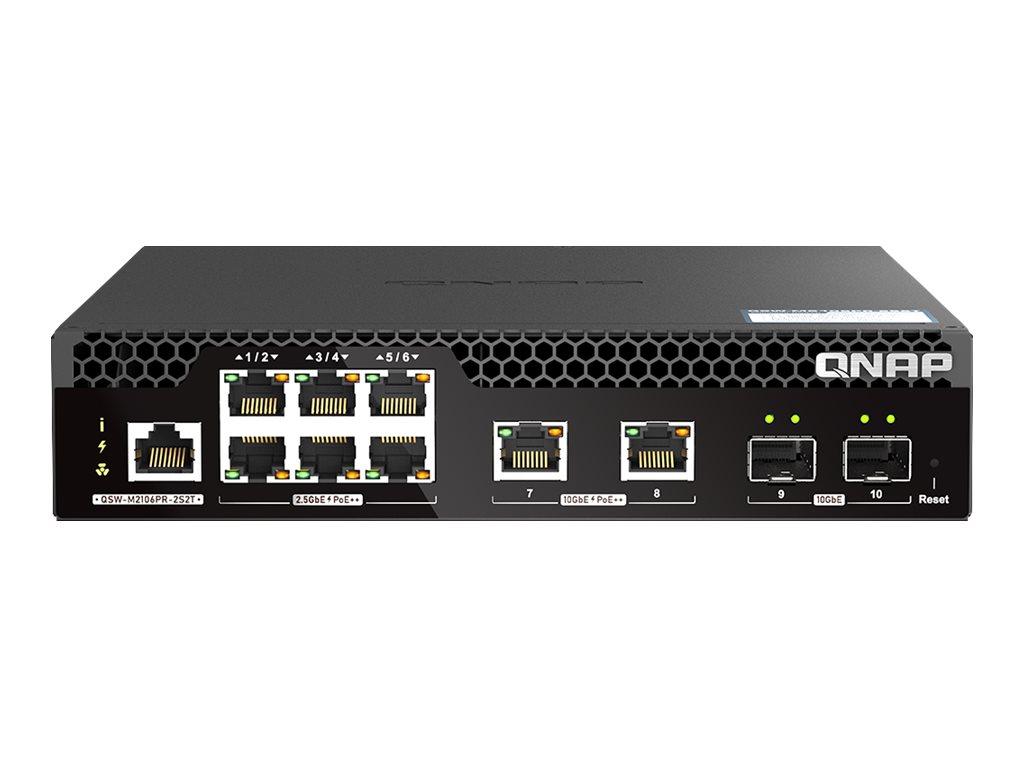QNAP - Switch - half-width - managed - 10 x 2.5GBase-T + 2 x 10 Gigabit SFP+ + 6 x 2.5GBase-T + 2 x 10 Gigabit Ethernet - PoE++ 