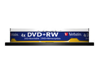 Verbatim - 10 x DVD+RW - 4.7 GB (120 Min.) 4x - mattsilber - Spindel