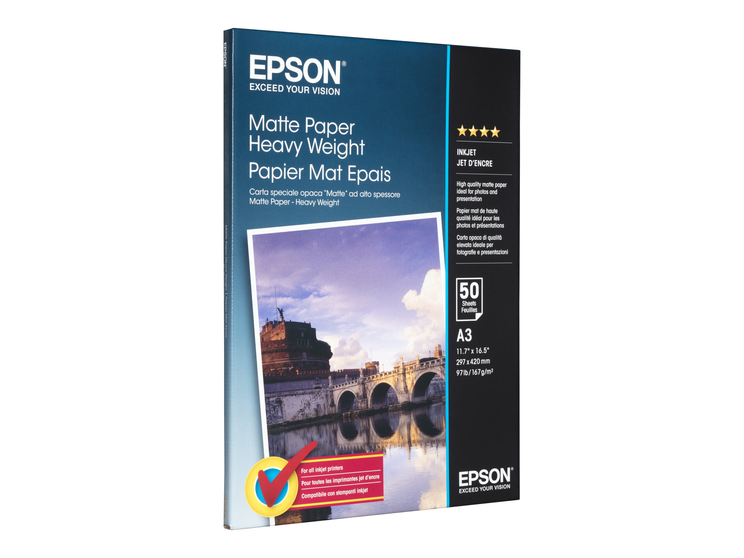 Epson - Matt - A3 (297 x 420 mm) - 167 g/m - 50 Blatt Papier - fr EcoTank ET-16500, 7750; SureColor P5000, P800, SC-P10000, P5