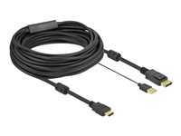 Delock - Video- / Audiokabel - HDMI, USB (nur Strom) mnnlich zu DisplayPort mnnlich - 10 m - Dreifachisolierung - Schwarz