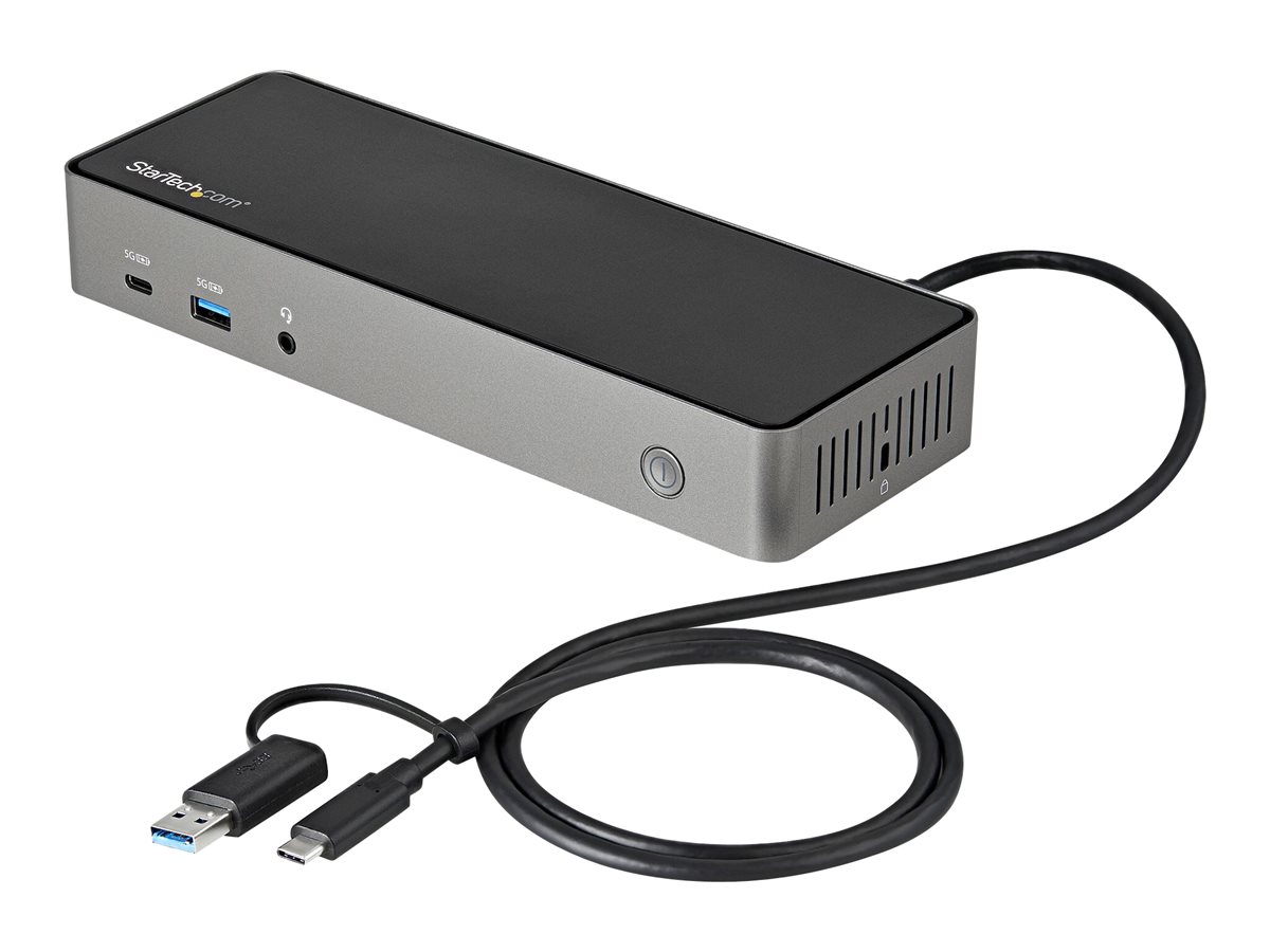 StarTech.com USB-C USB-A Dock - Hybrid Universal Triple Monitor Laptop Docking Station DP & HDMI 4K 60 Hz - 85W PD, GbE - Dockin