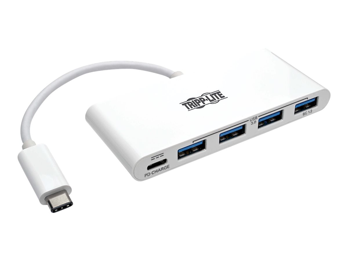 Tripp Lite 4-Port USB 3.1 USB-C to USB-A Hub w/ USB-C Charging Port 5 Gbps - Hub - 4 x SuperSpeed USB 3.0 - Desktop