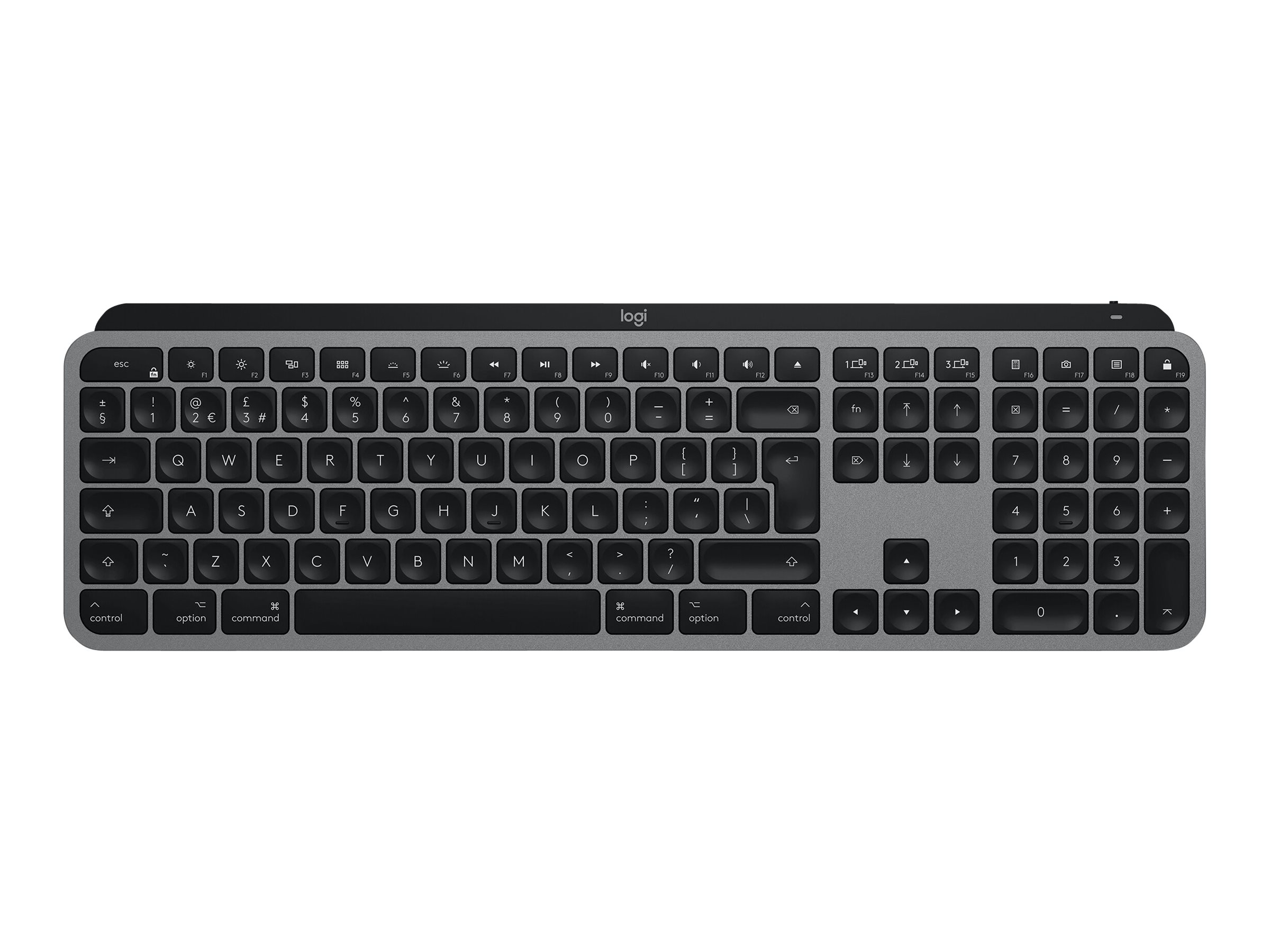 Logitech MX Keys für Mac - Tastatur - hinterleuchtet - Bluetooth, 2.4 GHz - QWERTY - GB