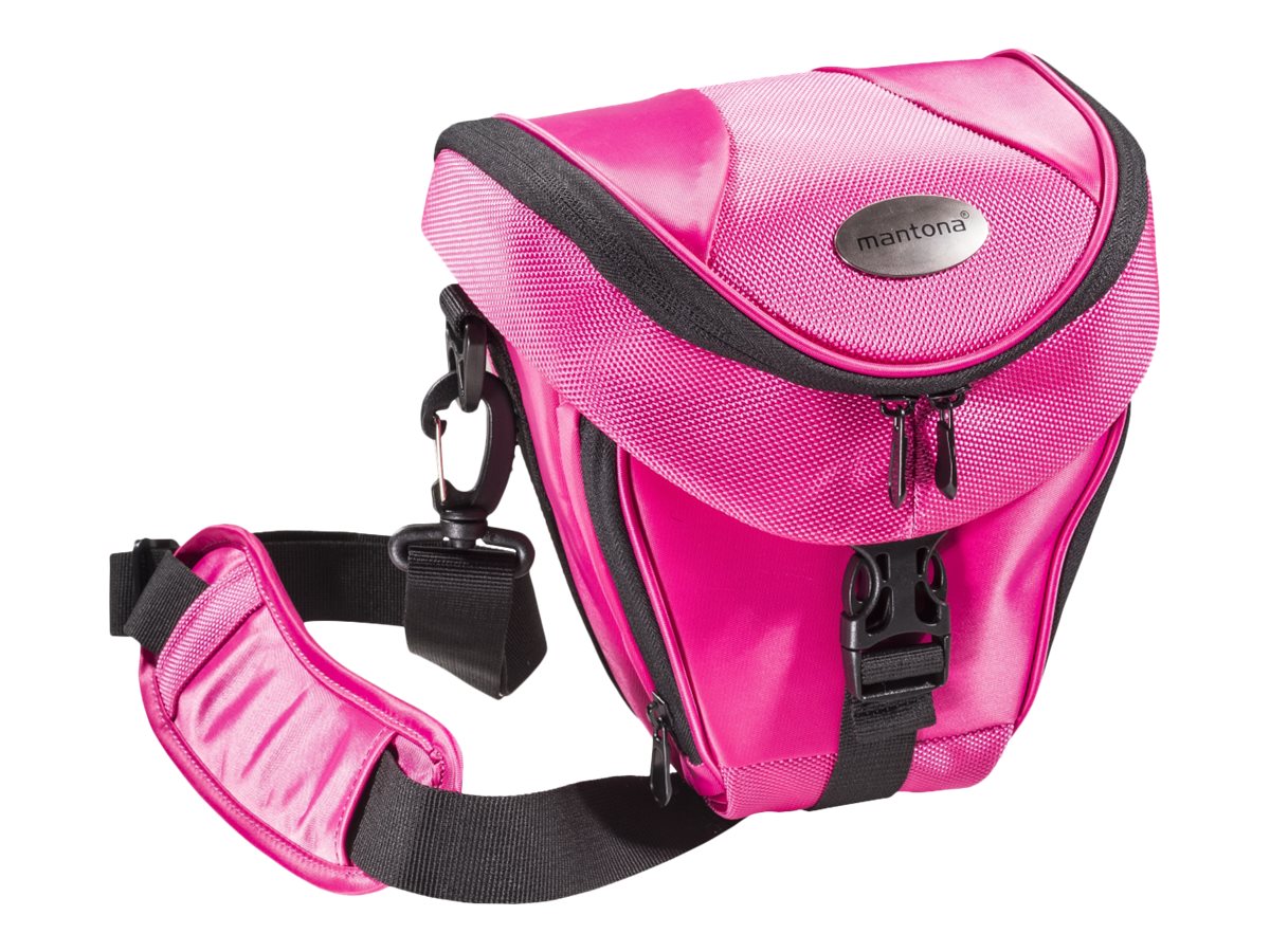 mantona Premium Colttasche - Schultertasche für Digitalkamera mit Objektiven - Polyester - pink