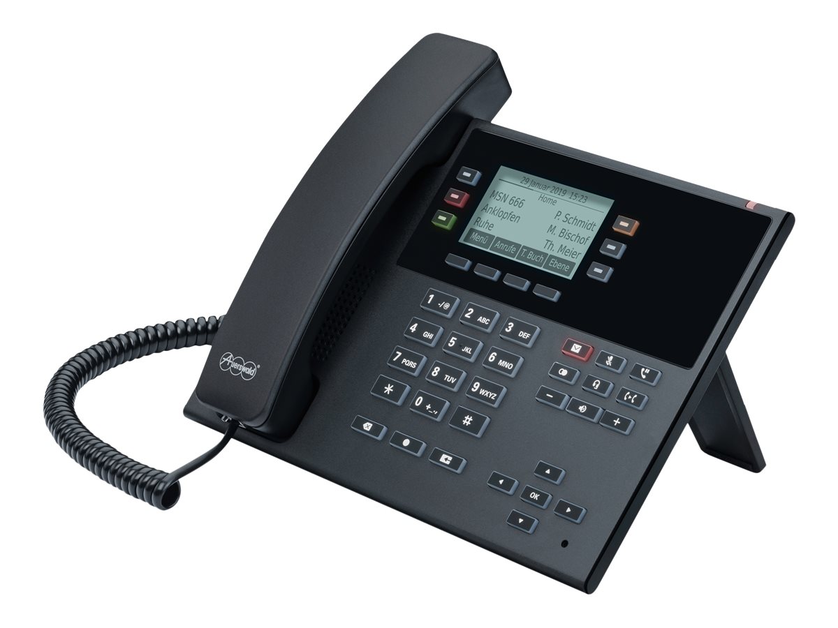 Auerswald COMfortel D-210 - VoIP-Telefon mit Rufnummernanzeige - dreiweg Anruffunktion - SIP, RTCP, RTP, SRTP, SIPS - Schwarz