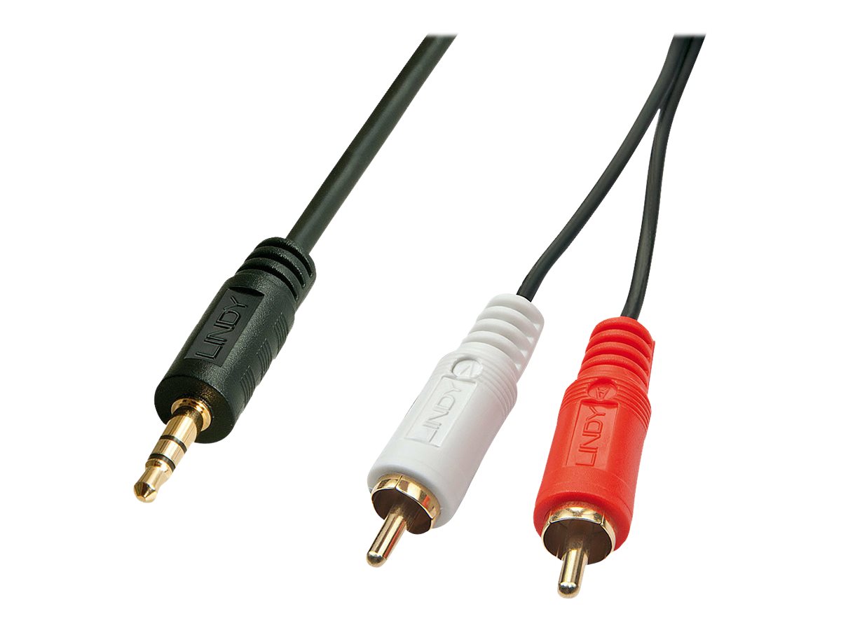 Lindy Premium - Audiokabel - RCA x 2 männlich zu Stereo Mini-Klinkenstecker männlich - 2 m - Schwarz - geformt