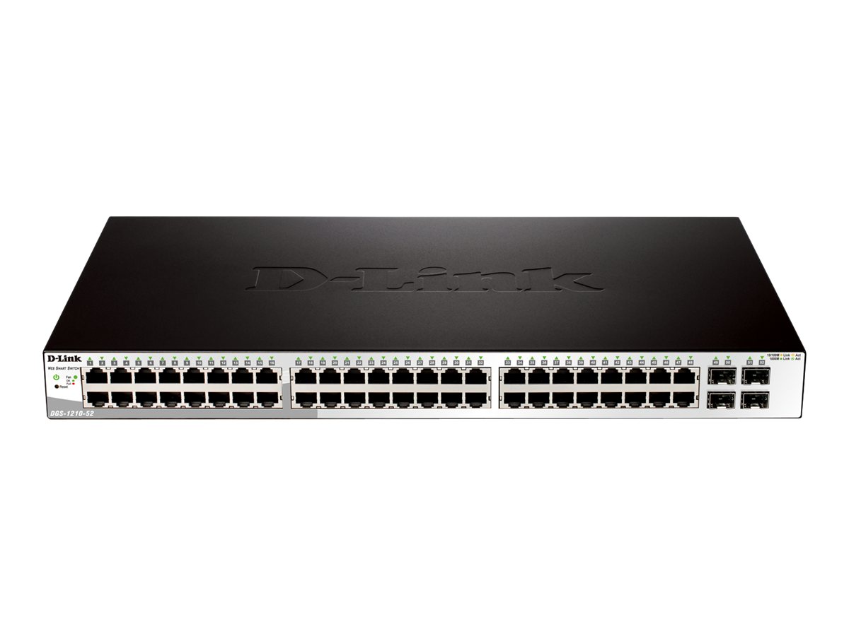 D-Link Web Smart DGS-1210-52 - Switch - managed - 48 x 10/100/1000 + 4 x Gigabit SFP - Desktop, an Rack montierbar