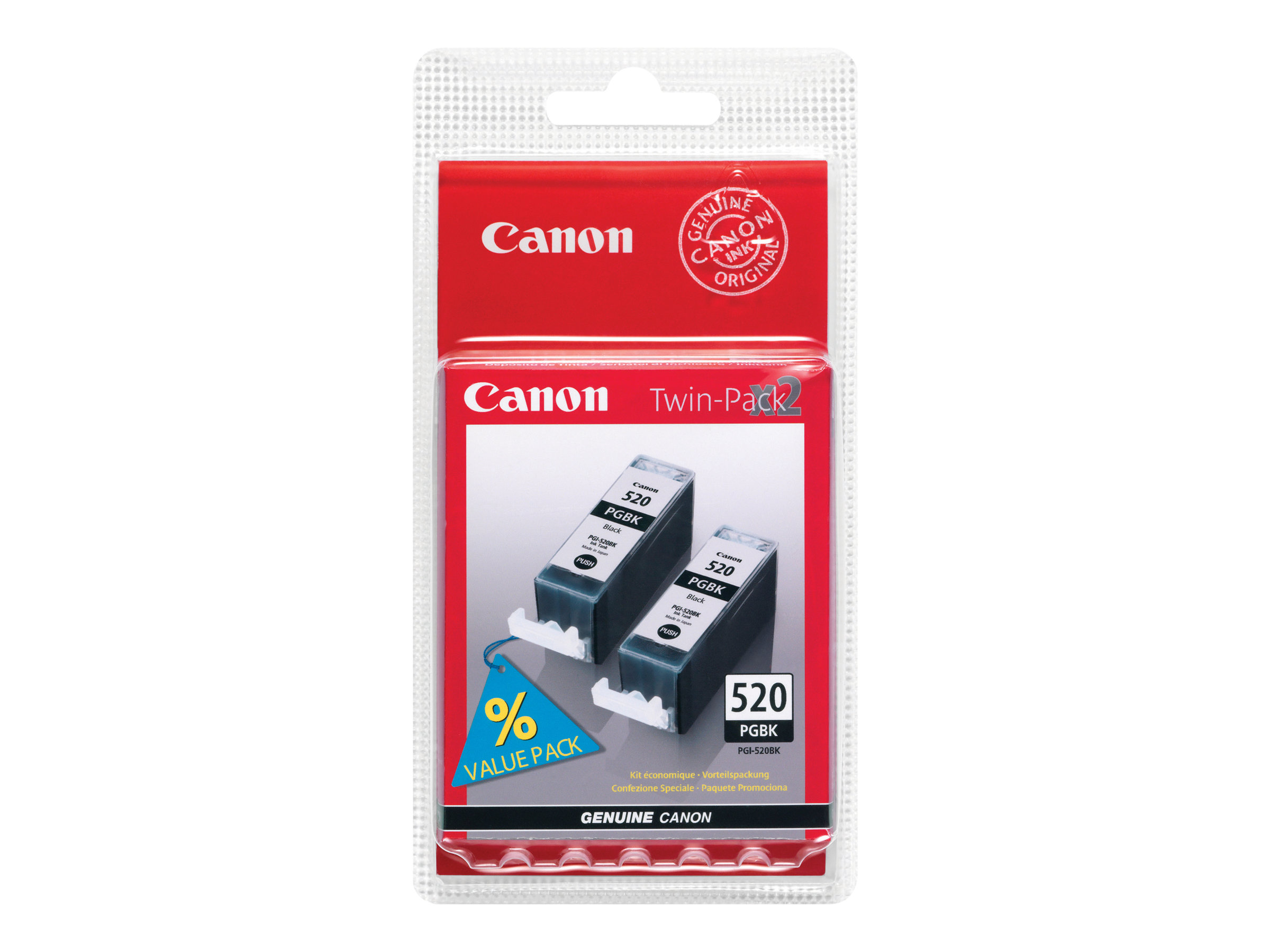 Canon PGI-520BK Twin Pack - 2er-Pack - 19 ml - Schwarz - original - Hngebox