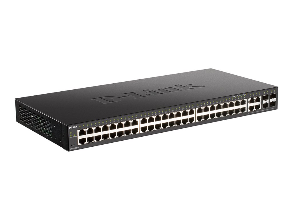 D-Link DGS 2000-52MP - Switch - L3 - managed - 48 x 10/100/1000 (PoE+) + 4 x Fast Ethernet/Gigabit SFP, kombiniert - an Rack mon
