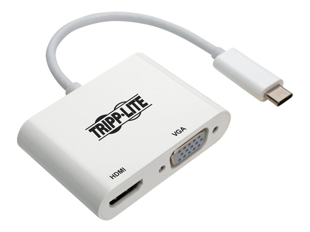 Tripp Lite USB 3.1 Gen 1 USB-C to HDMI/VGA 4K Adapter (M/2xF), Thunderbolt 3 Compatible, 4K @30Hz - Videoadapter - 24 pin USB-C 