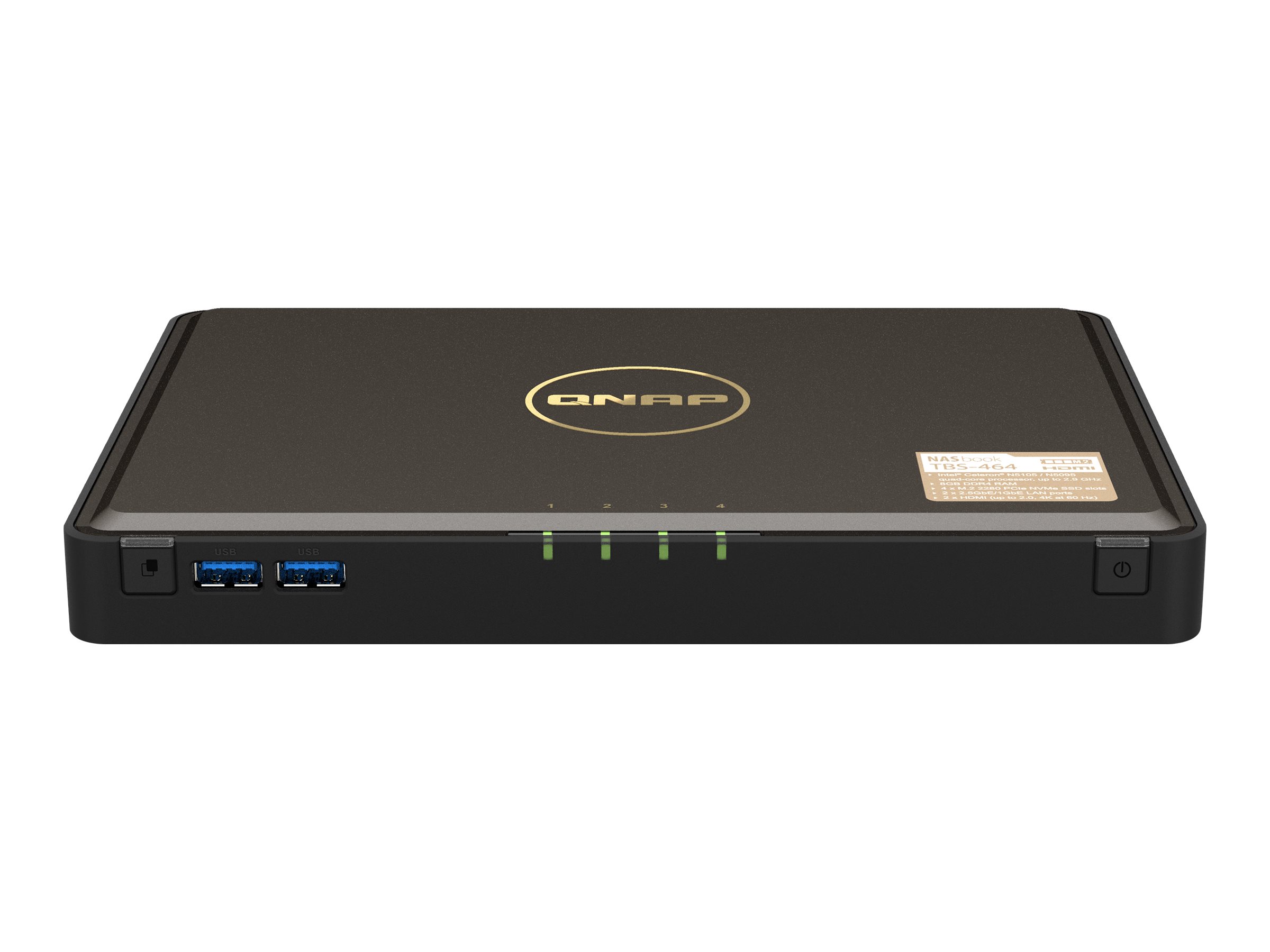 QNAP TBS-464 NASbook - NAS-Server - 4 Schchte - RAID RAID 0, 1, 5, 6, 10 - RAM 8 GB - 2.5 Gigabit Ethernet