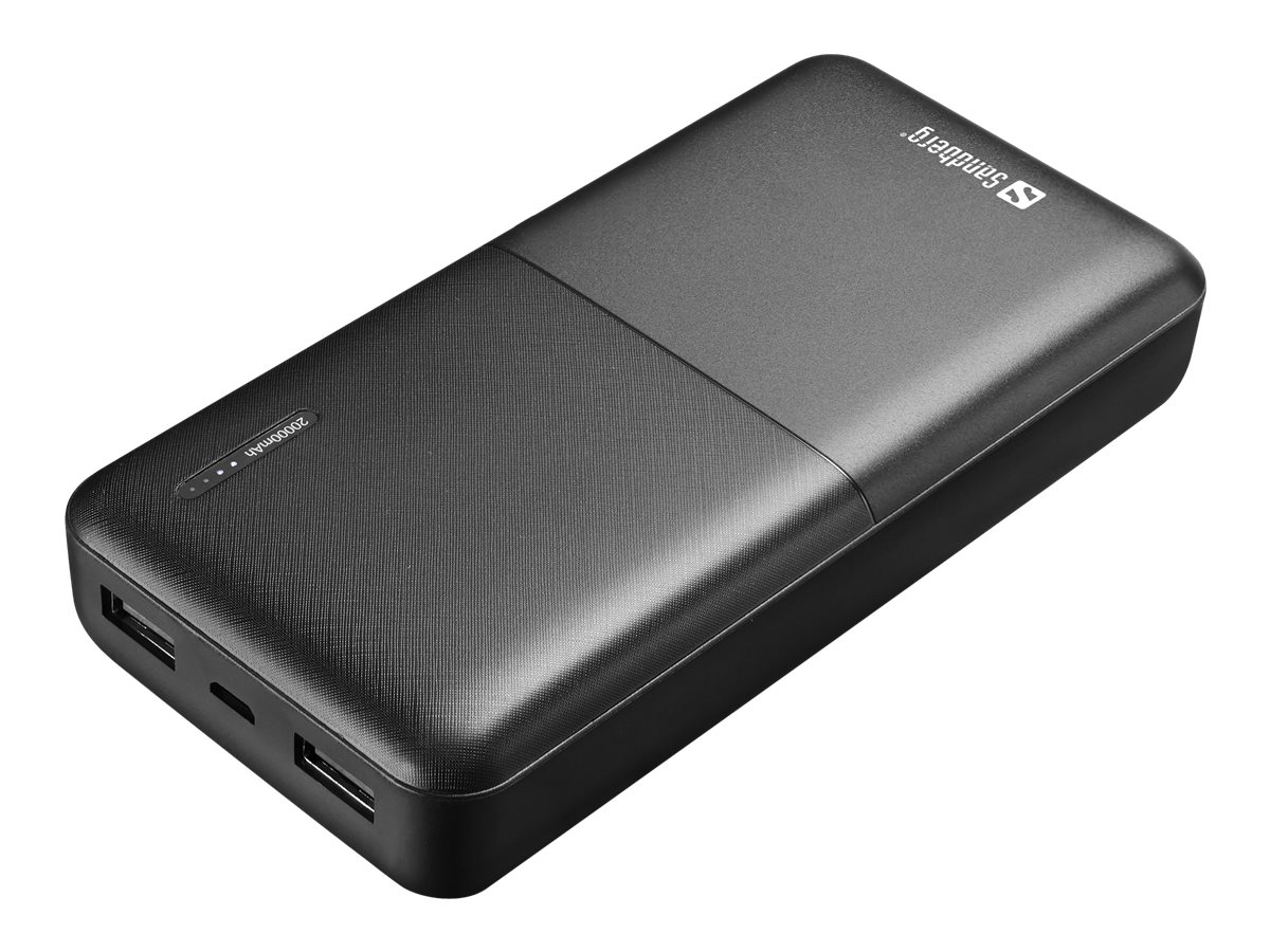 Sandberg SAVER - Powerbank - 20000 mAh - 2.4 A - 2 Ausgabeanschlussstellen (USB)