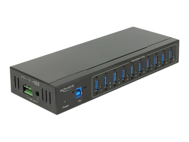 DeLock External Industry Hub 10 x USB 3.0 Type-A with 20 kV ESD protection - Hub - 10 x SuperSpeed USB 3.0 - an DIN-Schiene mont