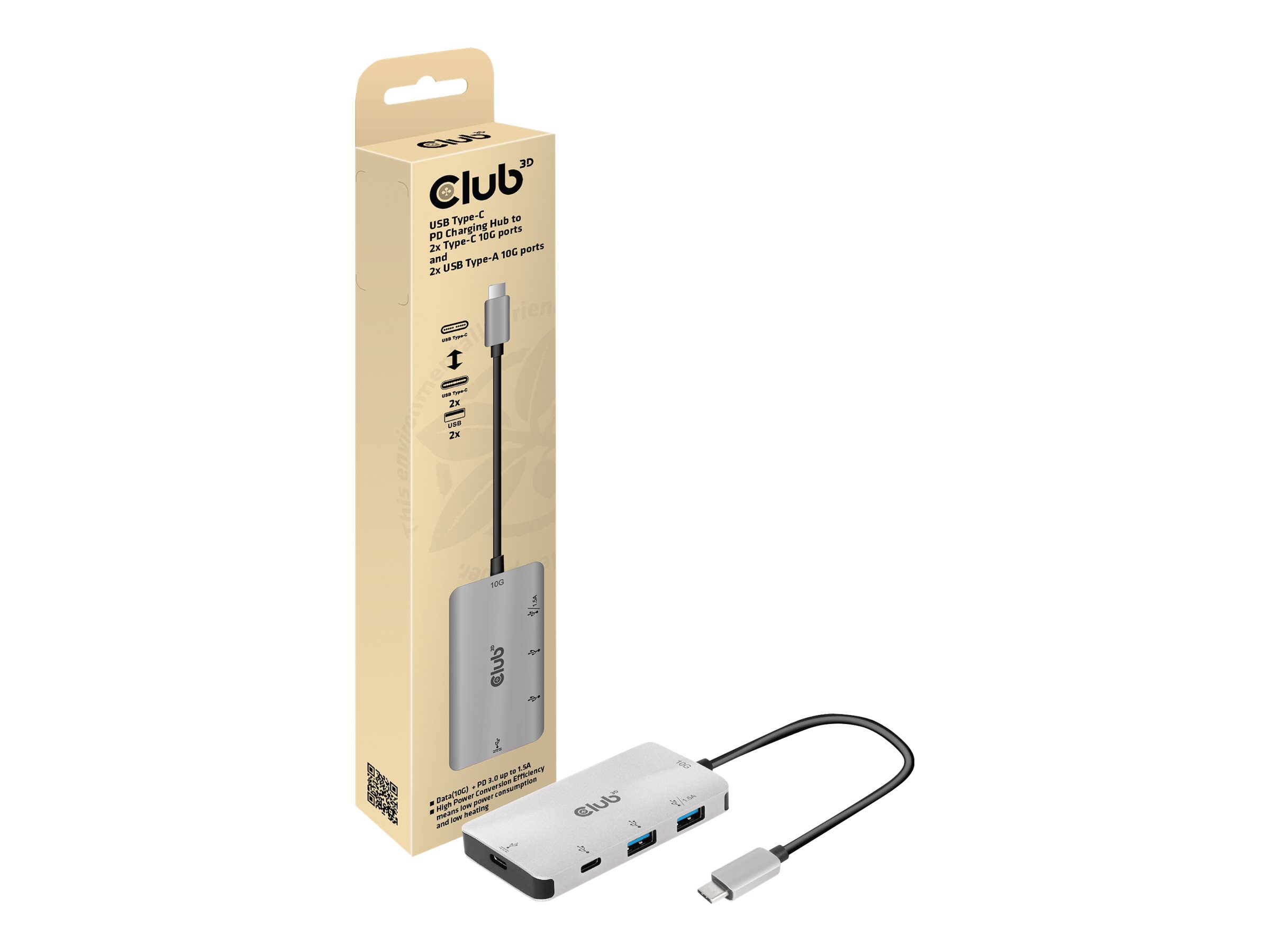 Club 3D CSV-1543 - Hub - 2 x USB 3.1 Gen 2 + 2 x USB-C 3.1 Gen 2 - Desktop