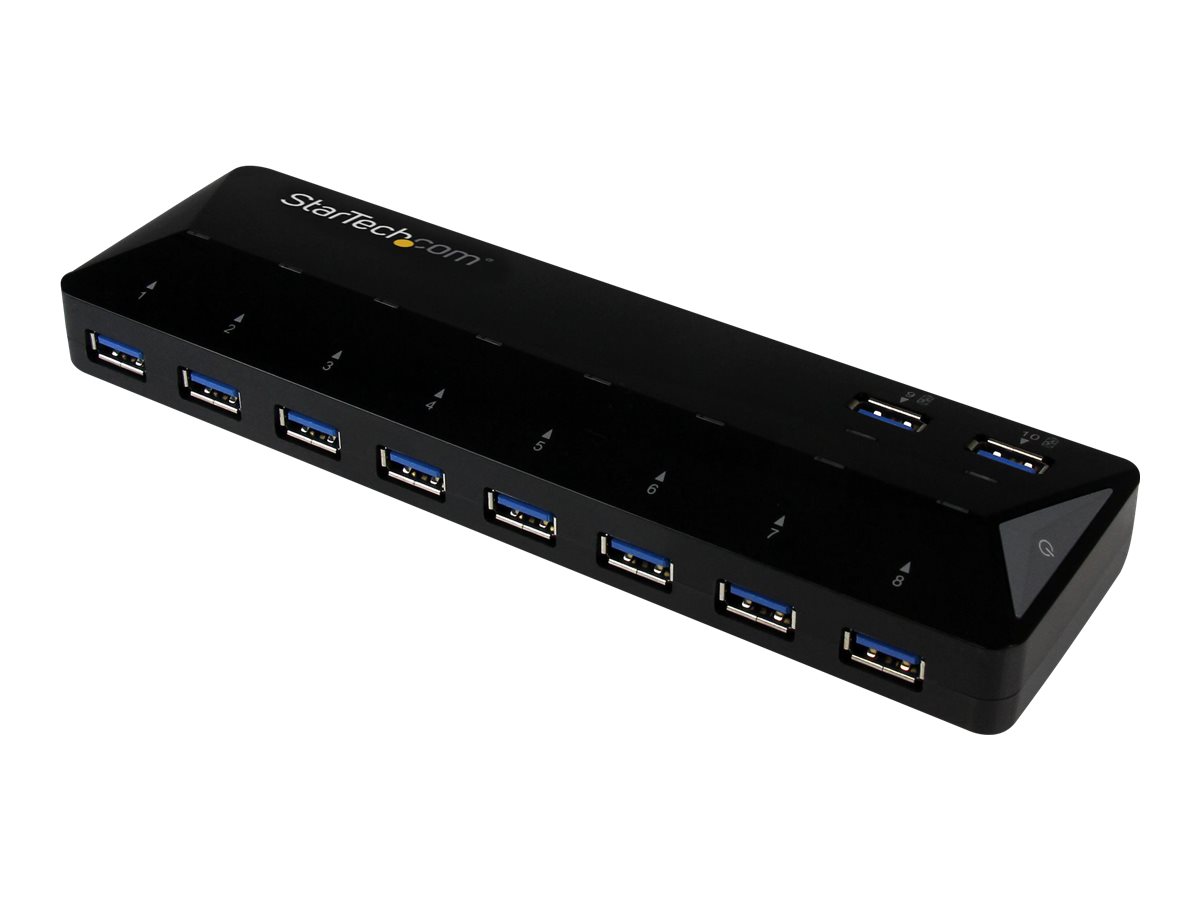 StarTech.com 10 Port USB 3.0 Hub mit Lade- und Sync Port - 2 x 1,5A Ports - Desktop Hub und Schnelllade Station - USB-Umschalter