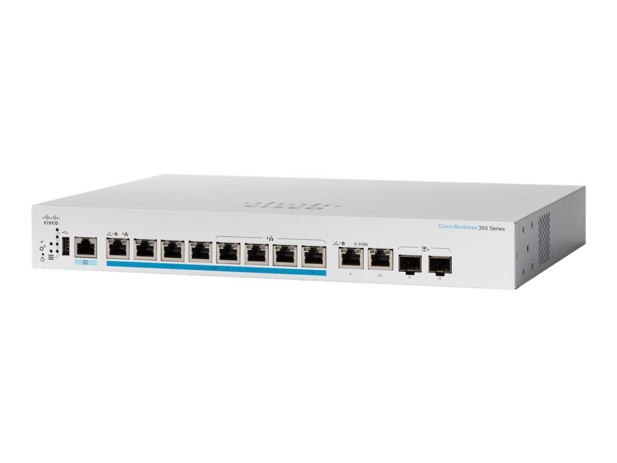 Cisco Business 350 Series CBS350-8MP-2X - Switch - L3 - managed - 8 x 100/1000/2.5G (PoE+) + 2 x combo 10 Gigabit SFP+/RJ-45 - a