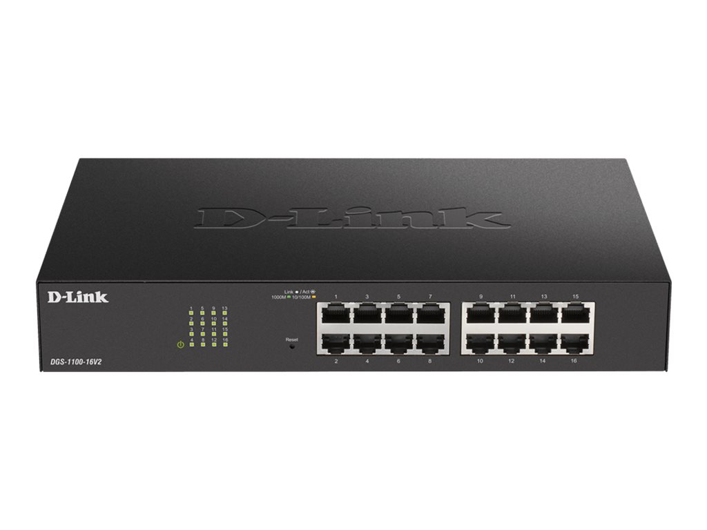 D-Link DGS 1100-16V2 - Switch - Smart - 16 x 10/100/1000 - Desktop, an Rack montierbar