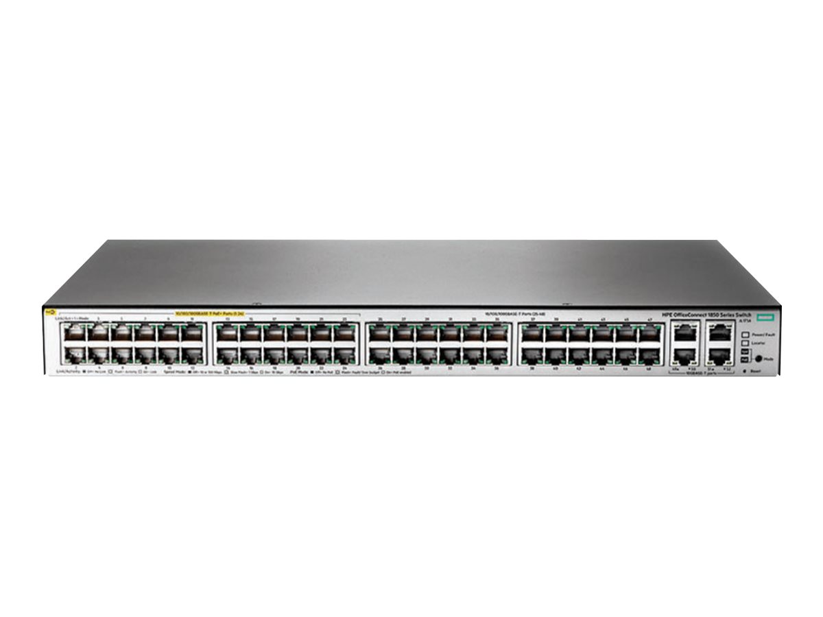 HPE OfficeConnect 1850 48G 4XGT PoE+ 370W - Switch - managed - 24 x 10/100/1000 (PoE+) + 24 x 10/100/1000 + 4 x 10Base-T - Seite