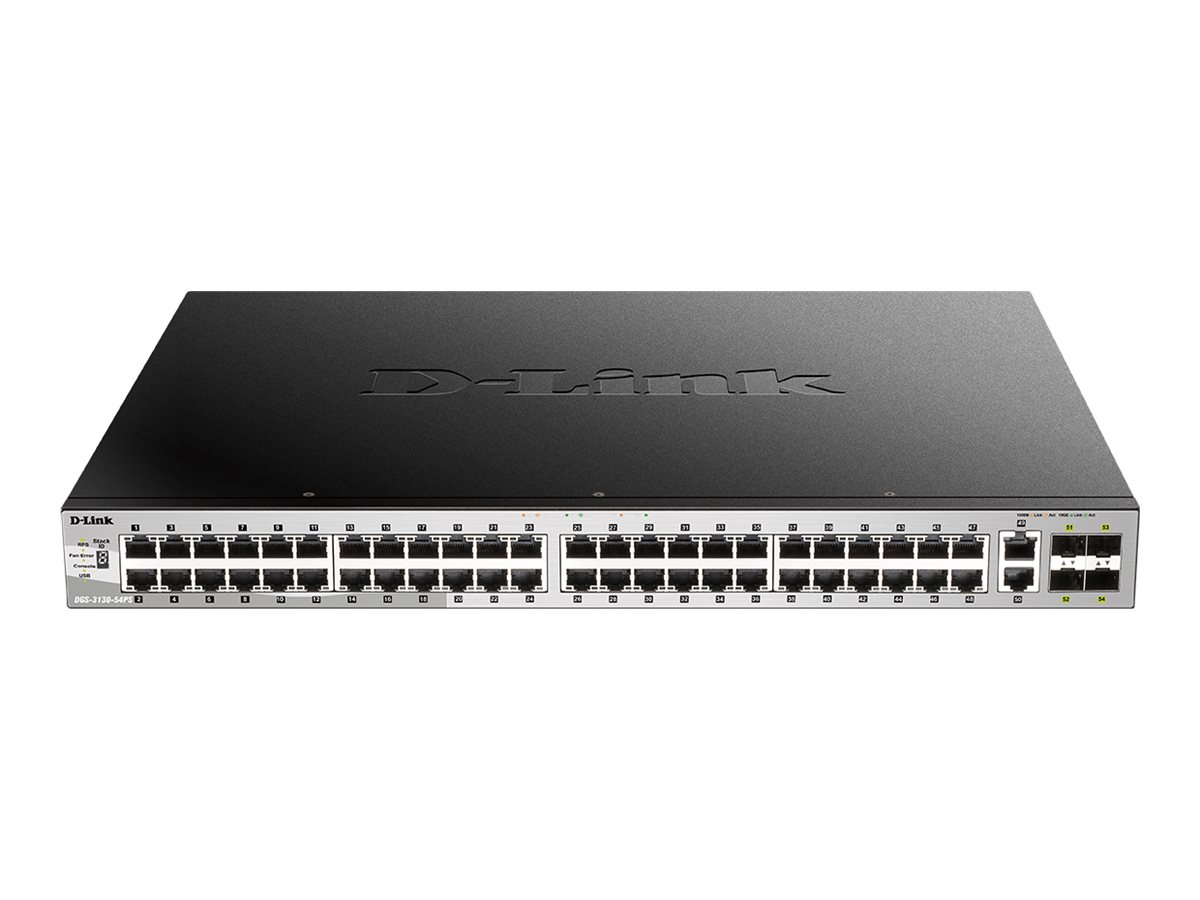 D-Link DGS 3130-54PS - Switch - L3 Lite - managed - 48 x 10/100/1000 (PoE) + 2 x 10 Gigabit Ethernet + 4 x 10 Gigabit SFP+ (370 