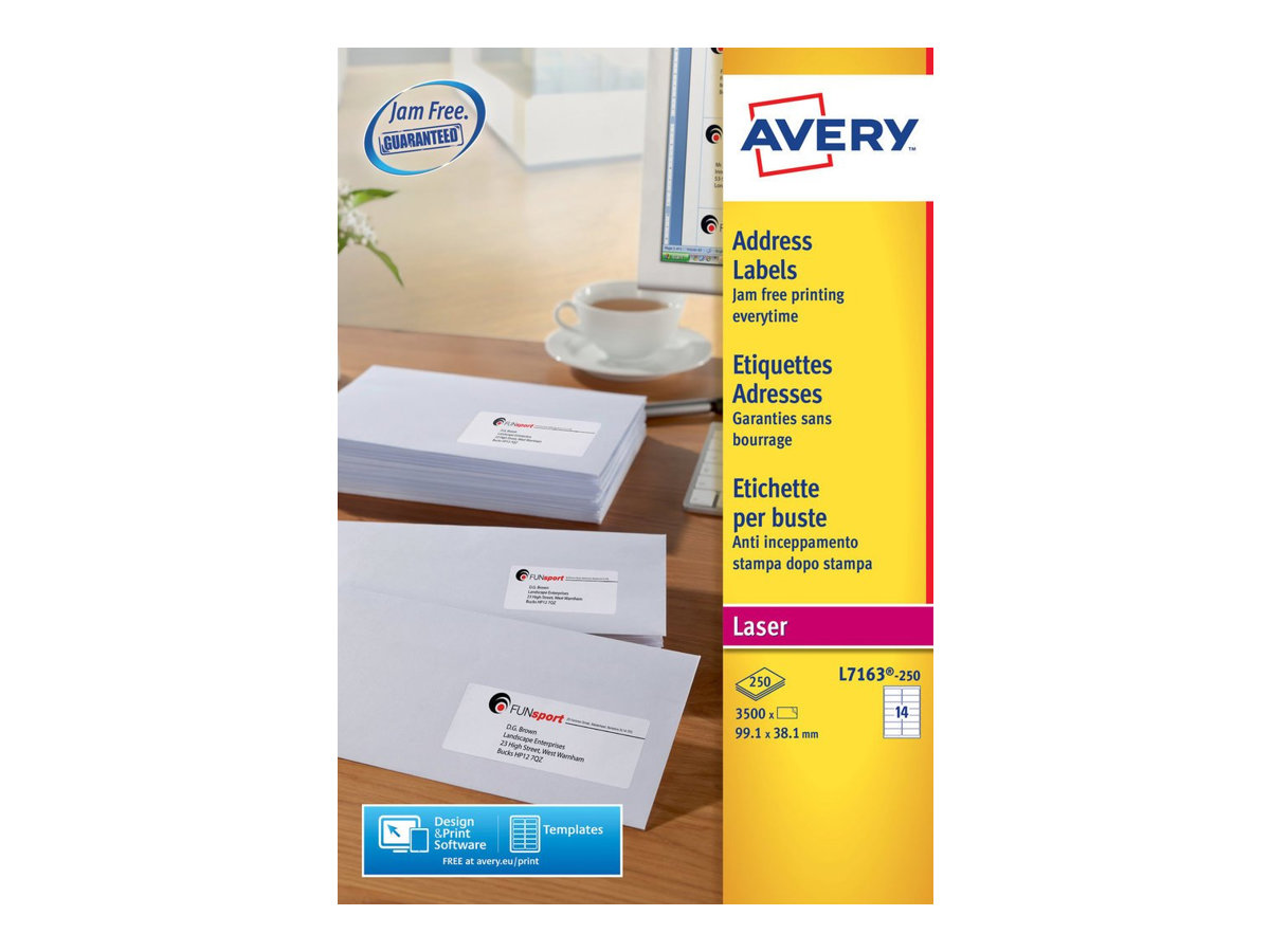 Avery - Weiss - 99.1 x 38.1 mm 3500 Etikett(en) (250 Bogen x 14) Adressetiketten