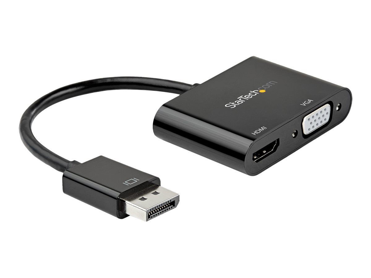 StarTech.com DisplayPort to HDMI VGA Adapter, DisplayPort 1.2 HBR2 to HDMI 2.0 (4K 60Hz) or VGA 1080p Converter Dongle, DP to HD