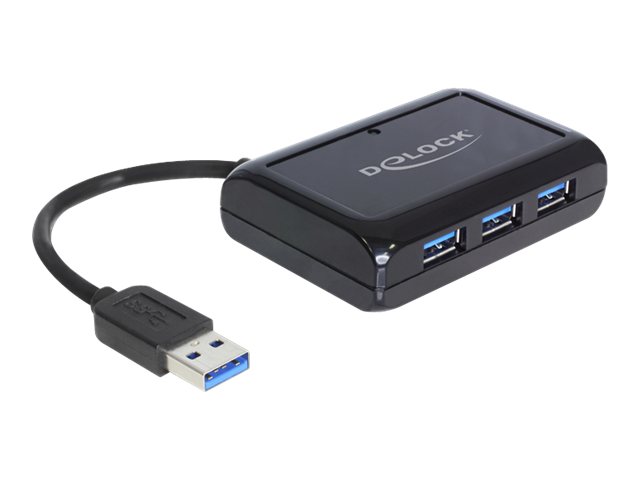 DeLock USB 3.0 Hub 3 Port + 1 Port Gigabit LAN 10/100/1000 Mb/s - Netzwerkadapter - USB 3.0 - GigE - 1000Base-T + 3 x USB 3.0
