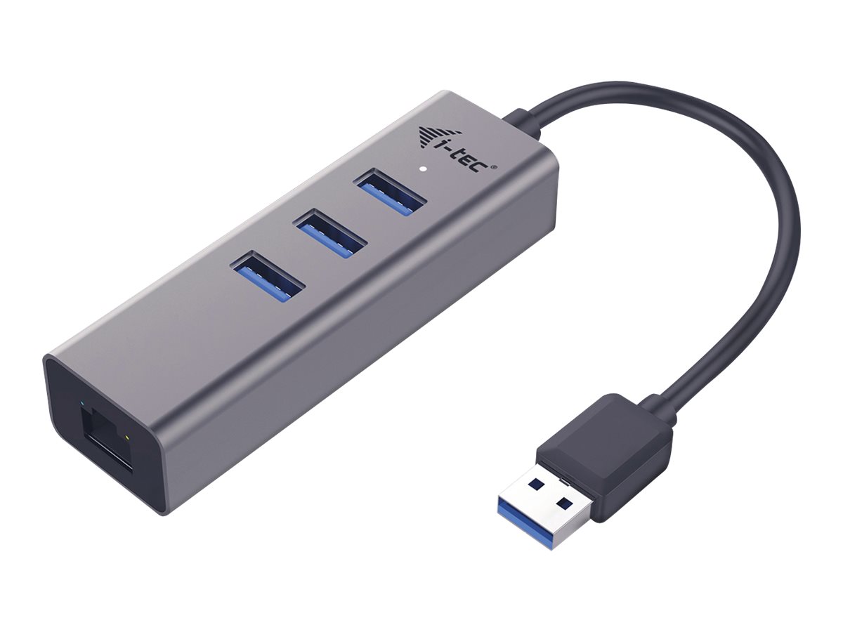 i-Tec USB 3.0 Metal 3-Port - Hub - 3 x SuperSpeed USB 3.0 + 1 x 10/100/1000 - Desktop