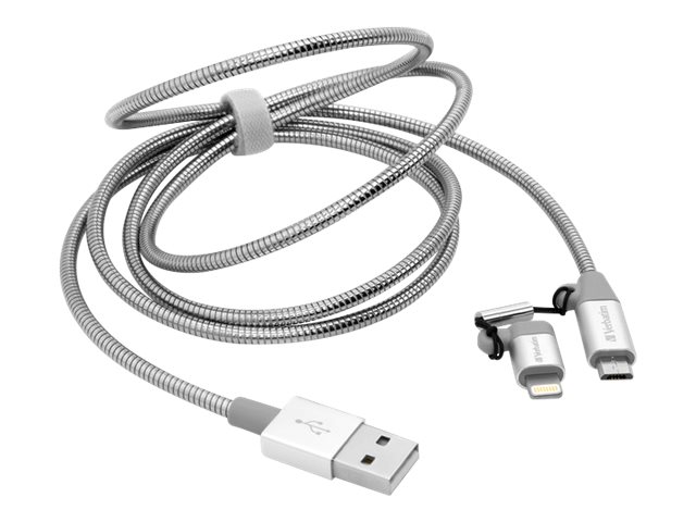 Verbatim Sync & Charge - Lightning-Kabel - Lightning, Micro-USB Type B männlich zu USB männlich - 1 m - Silber