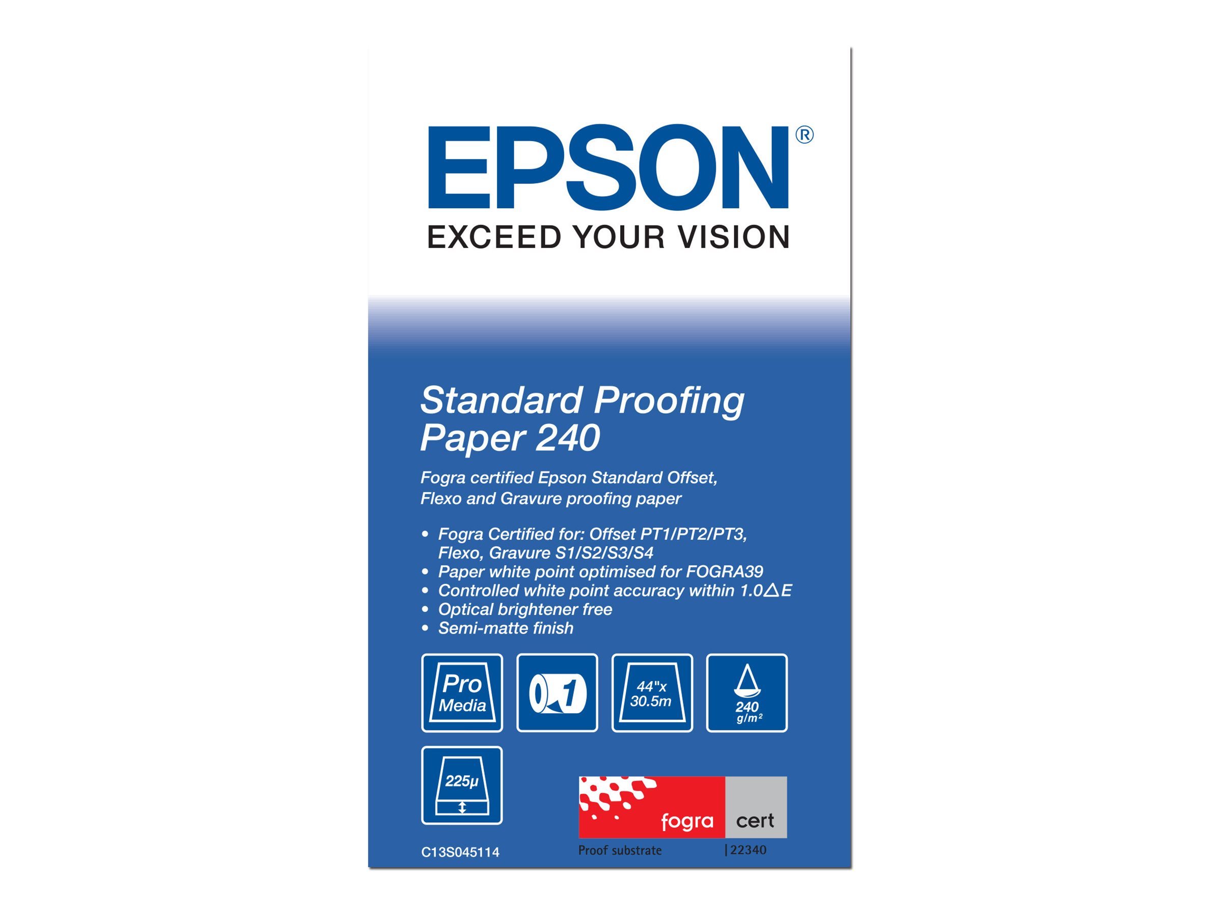 Epson Proofing Paper Standard - Seidenmatt - 9 mil - Rolle (111,8 cm x 30,5 m) - 240 g/m - 1 Rolle(n) Proofing-Papier