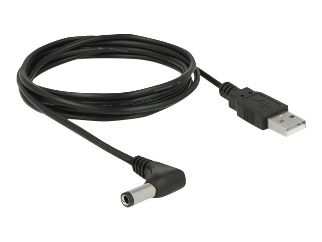 Delock - Stromkabel - Gleichstromstecker 5,5 x 2,5 mm (M) gewinkelt zu USB (nur Strom) (M) - 1.5 m - Schwarz