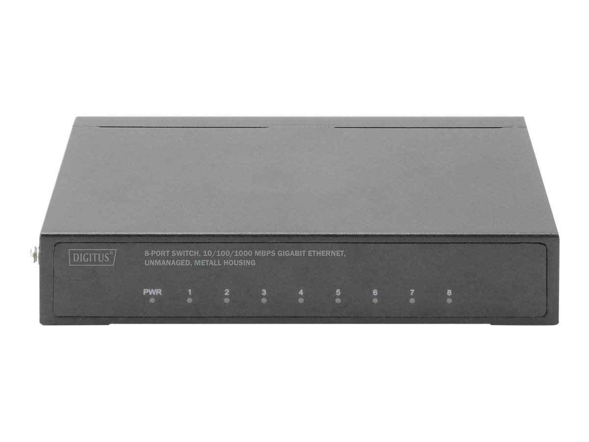 DIGITUS DN-80066 - Switch - gigabit ethernet, metal housing - unmanaged - 8 x 10/100/1000 - Desktop, wandmontierbar