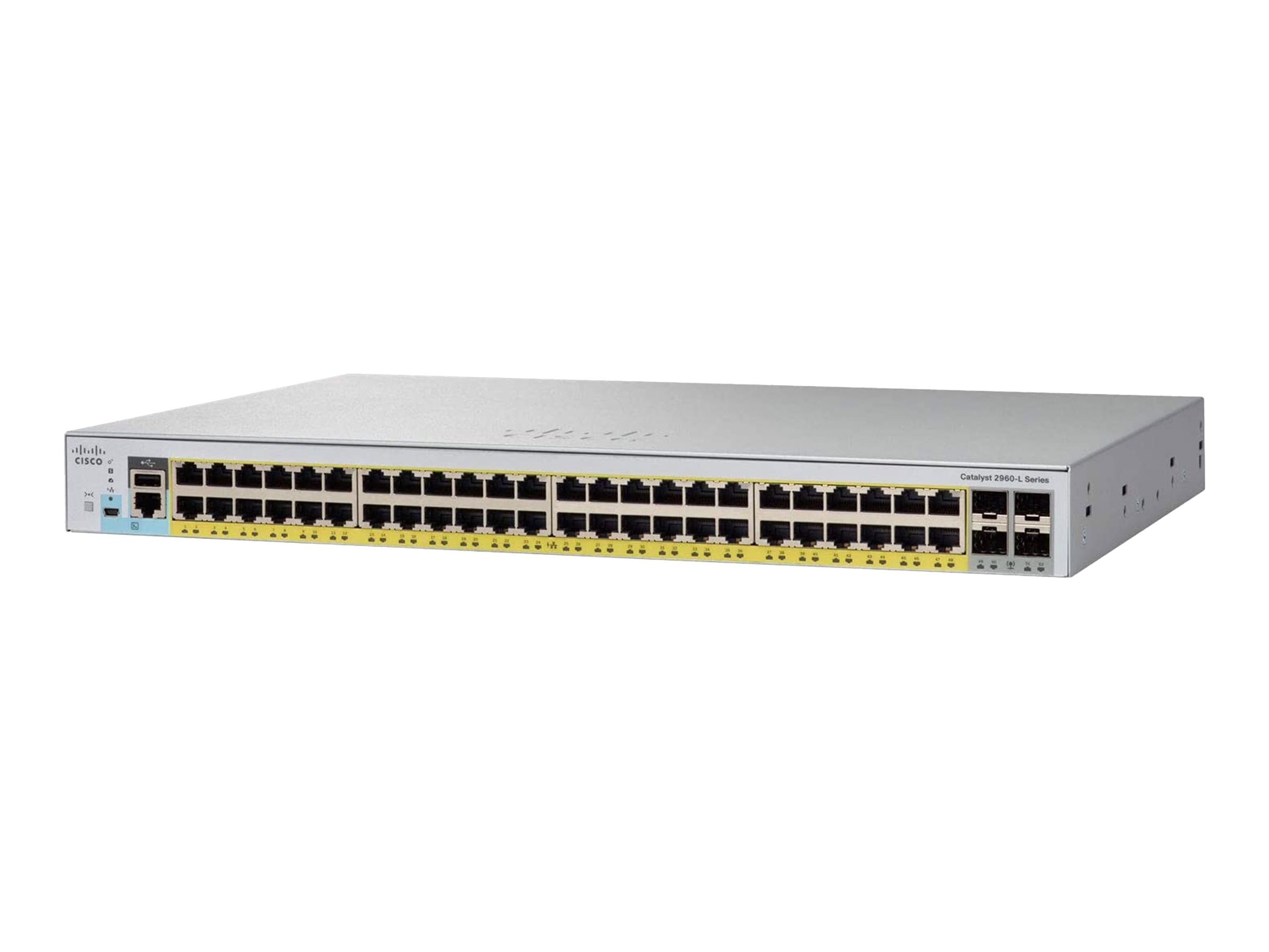 Cisco Catalyst 2960L-SM-48TQ - Switch - L3 - Smart - 48 x 10/100/1000 (PoE+) + 4 x 10 Gigabit SFP+ - an Rack montierbar