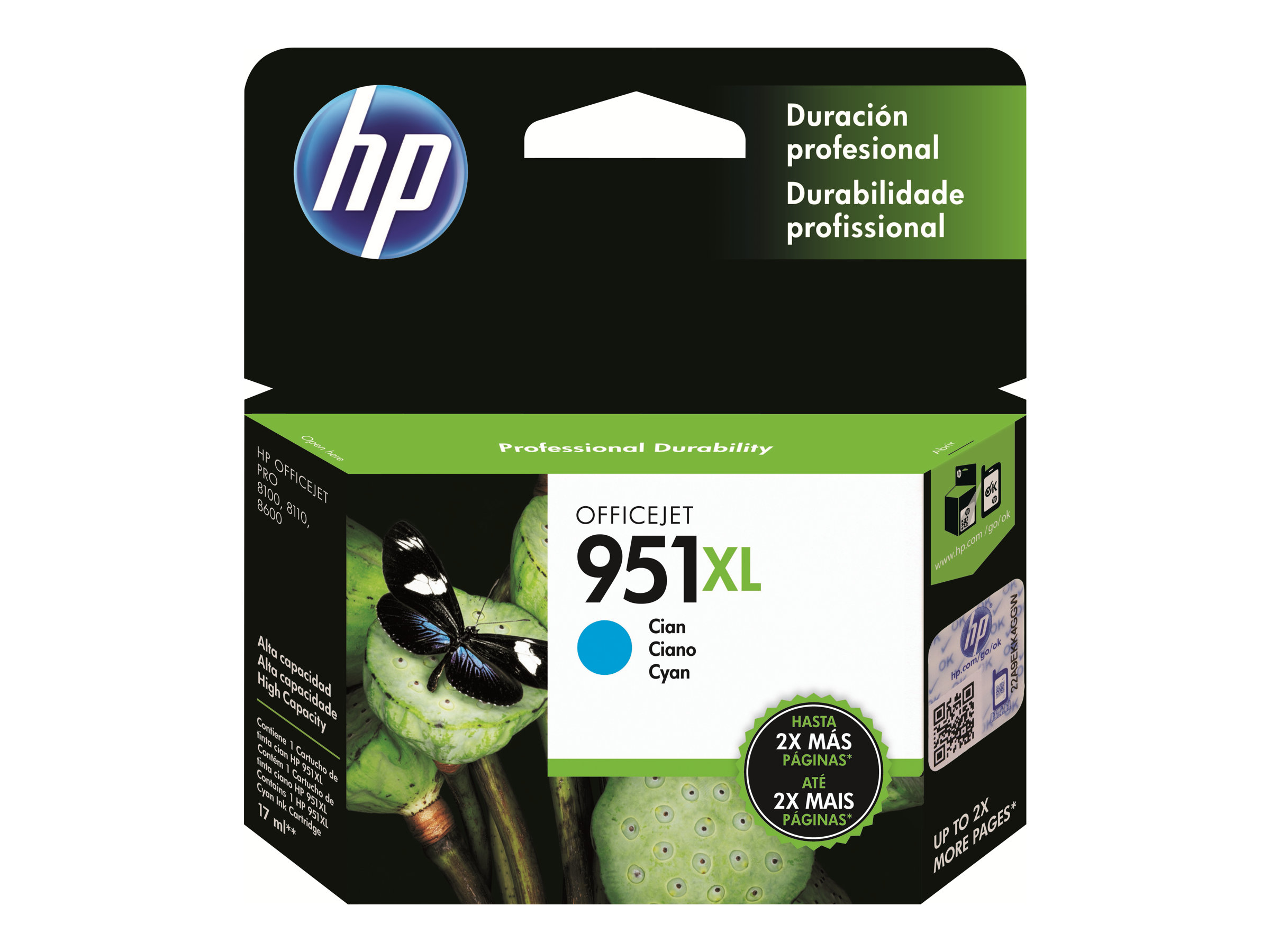 HP 951XL - Hohe Ergiebigkeit - Cyan - original - Tintenpatrone - fr Officejet Pro 251dw, 276dw, 8100, 8600, 8600 N911a, 8610, 8