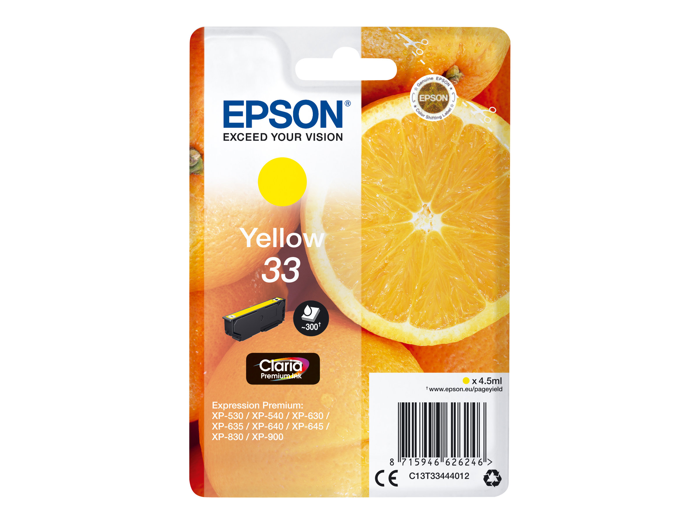Epson 33 - 4.5 ml - Gelb - original - Blister mit RF- / akustischem Alarmsignal - Tintenpatrone