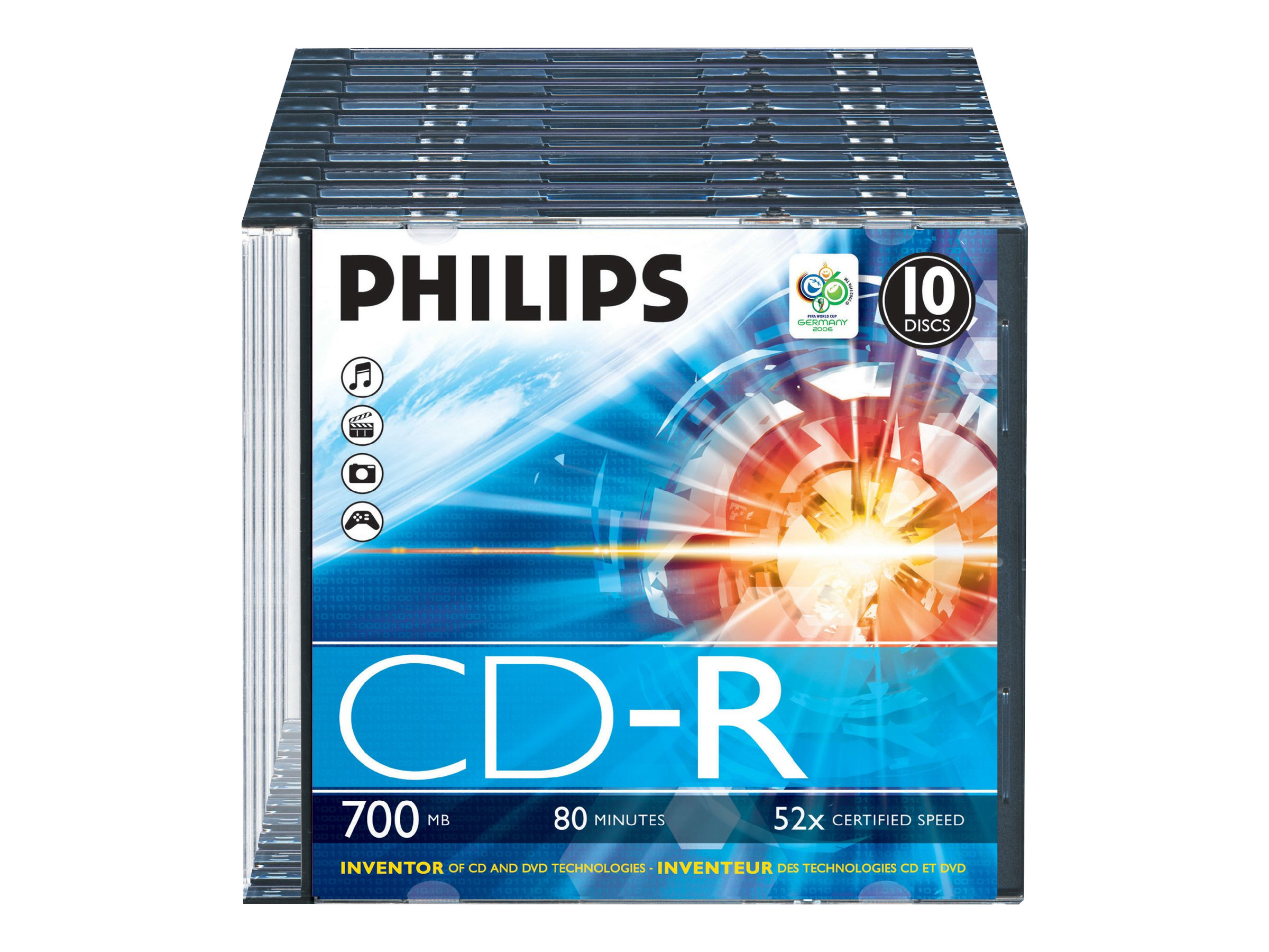 Philips - 10 x CD-R - 700 MB (80 Min) 52x - Slim Jewel Case