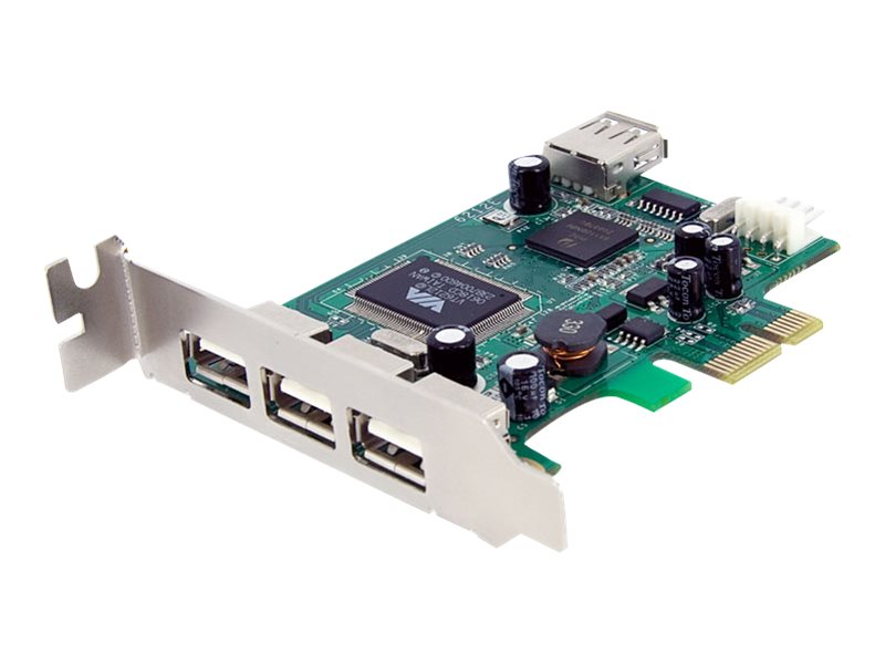 StarTech.com 4 Port USB 2.0 HighSpeed PCI Express Low Profile Schnittstellenkarte - 1 x USB 2.0 intern (Buchse) 3 x USB extern (