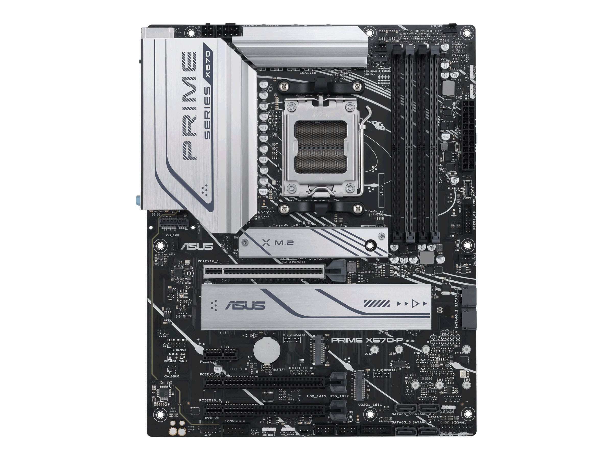 ASUS Prime X670-P - Motherboard - ATX - Socket AM5 - AMD X670 Chipsatz - USB 3.2 Gen 1, USB 3.2 Gen 2, USB-C Gen 2x2, USB-C 3.2 