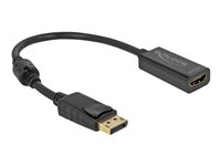 Delock - Videoadapter - DisplayPort mnnlich eingerastet zu HDMI weiblich - 20 cm - Schwarz - Passiv, Support von 4K 30 Hz