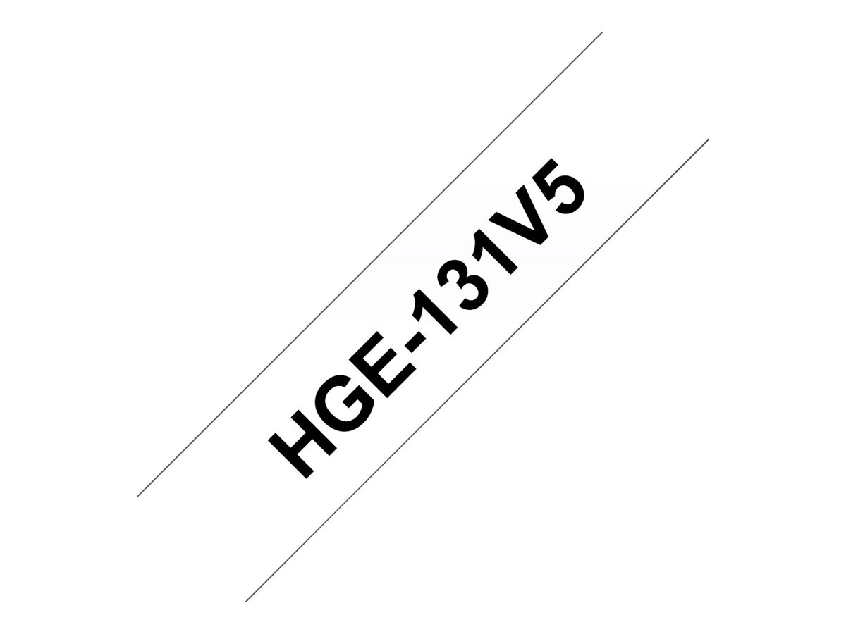 Brother HGE-131V5 - Schwarz auf durchsichtig - Rolle (1,2 cm x 8 m) 5 Kassette(n) laminiertes Band - fr P-Touch PT-9500pc, PT-9