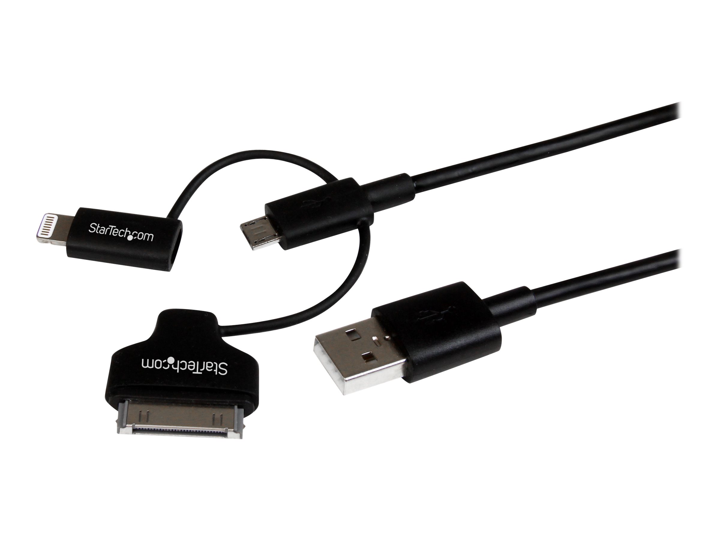 StarTech.com 1m Lightning oder 30-pin Dock oder Micro USB auf USB Kabel - Schwarz - Lade- / Datenkabel - Lade-/Datenkabel - Appl
