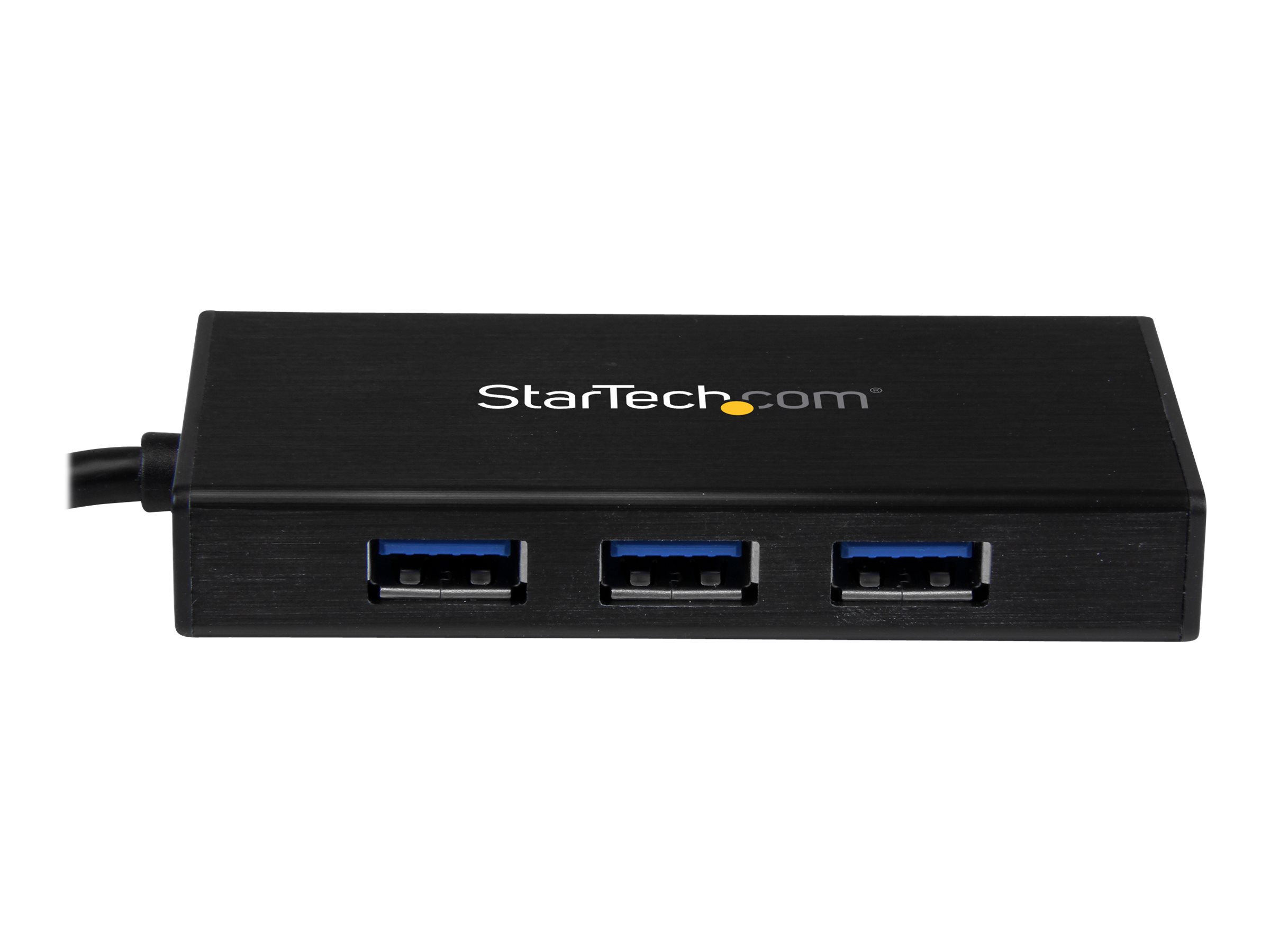 StarTech.com 3 Port USB 3.0 Hub mit Gigabit Ethernet Adapter aus Aluminum - Kompakter USB3 Hub mit GbE - Hub - 3 x SuperSpeed US