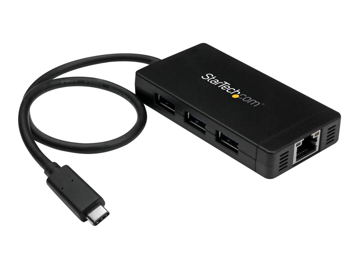 StarTech.com 3 Port USB 3.0 Hub mit USB-C und Gigabit Ethernet - inklusive Netzteil - USB C Hub - USB Typ-C Hub mit GbE - USB Ty