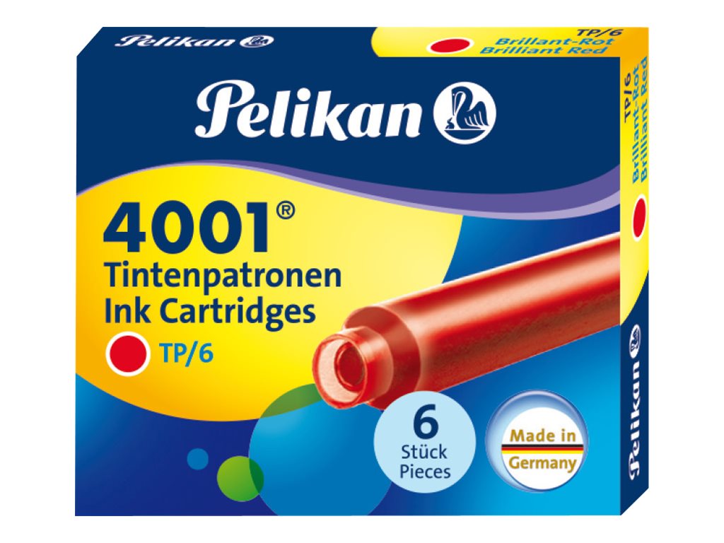 Pelikan 4001 TP/6 - Tintenpatrone - Brillantrot - 0.8 ml (Packung mit 6)
