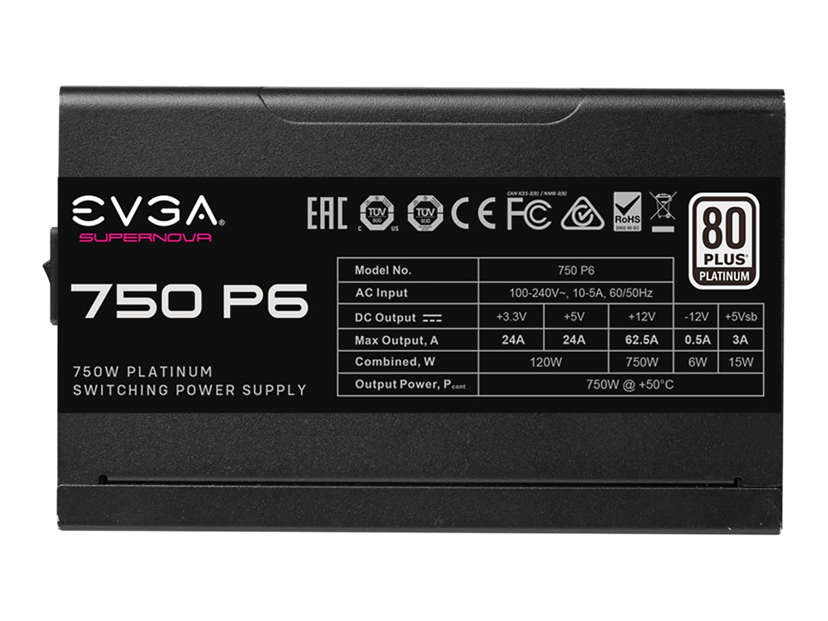 EVGA SuperNOVA 750 P6 - Netzteil (intern) - ATX / EPS - 80 PLUS Platinum - Wechselstrom 100-240 V - 750 Watt