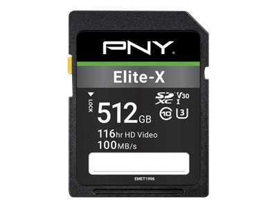 PNY Elite-X - Flash-Speicherkarte - 512 GB - UHS-I U3 / Class10 - SDXC UHS-I