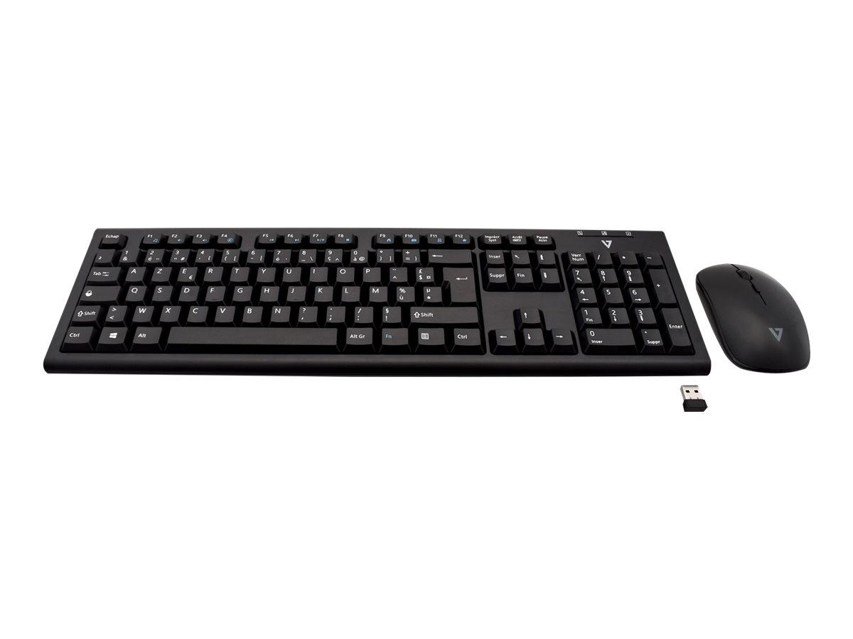 V7 CKW200DE - Tastatur-und-Maus-Set - kabellos - 2.4 GHz - Deutsch - Schwarz